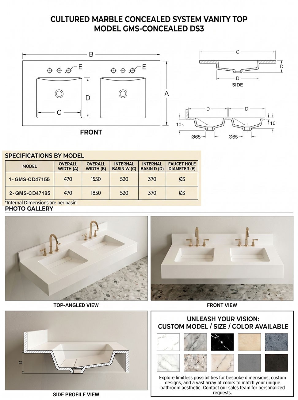 Cultured Marble Vanity Top Manufacturer in Turkey | Maryfass
